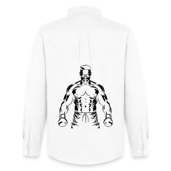 Dessin de Boxer Boy - Chemise Oxford homme Stanley/Stella - blanc - Dos - AI Model Male 185 dark (185cm)