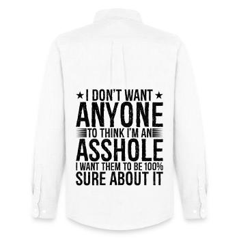 I don't want anyone to think I'm an asshole - Männer Oxford Hemd von Stanley/Stella - Weiß - Hinten - AI Model Male 185 dark (185cm)