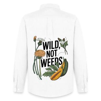 Wild Not Weeds - Nature-Inspired Foraging Art - Men's Oxford Shirt by Stanley/Stella - white - Back - AI Model Male 185 dark (185cm)