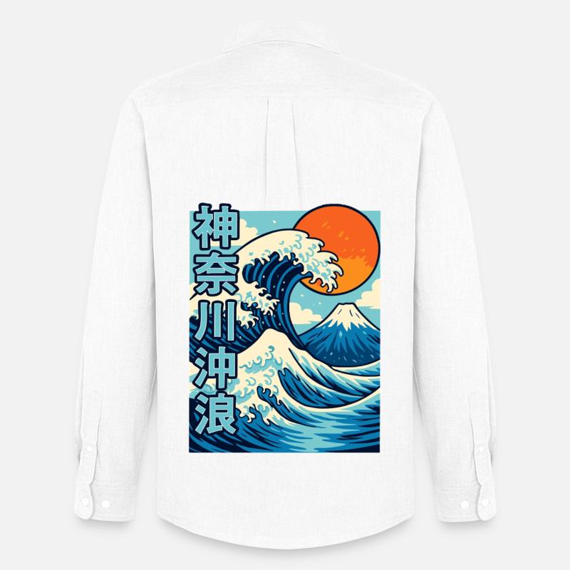 Große Welle Kanagawa Comic Stil - Männer Oxford Hemd von Stanley/Stella - Weiß