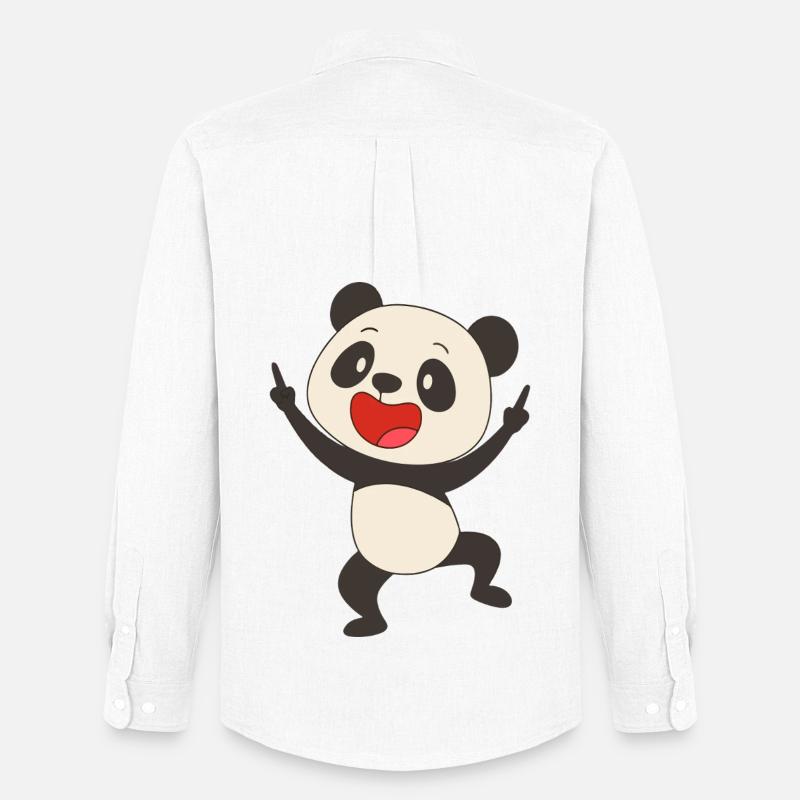 Happy Panda Dance - Männer Oxford Hemd von Stanley/Stella - Weiß