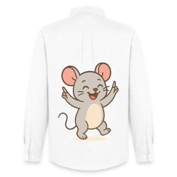 Souris porte-bonheur - Chemise Oxford homme Stanley/Stella - blanc - Dos - AI Model Male 185 dark (185cm)