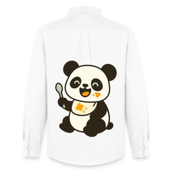 Futtern mit dem Panda-Jungtier – Kunterbunt süß - Männer Oxford Hemd von Stanley/Stella - Weiß - Hinten - AI Model Male 185 dark (185cm)