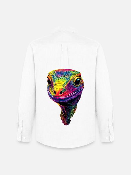 Monitor lizard, reptile, Komodo dragon, banded monitor lizard, lizard - Men's Oxford Shirt by Stanley/Stella - white