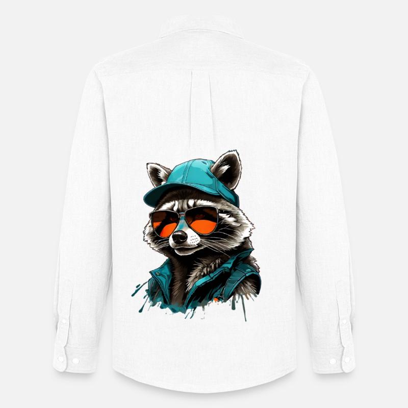 Cooler Waschbär mit Sonnenbrille und Cap - Männer Oxford Hemd von Stanley/Stella - Weiß