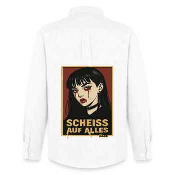 Emo Gothic Girl with Statement - Men's Oxford Shirt by Stanley/Stella - white - Back - AI Model Male 185 dark (185cm)