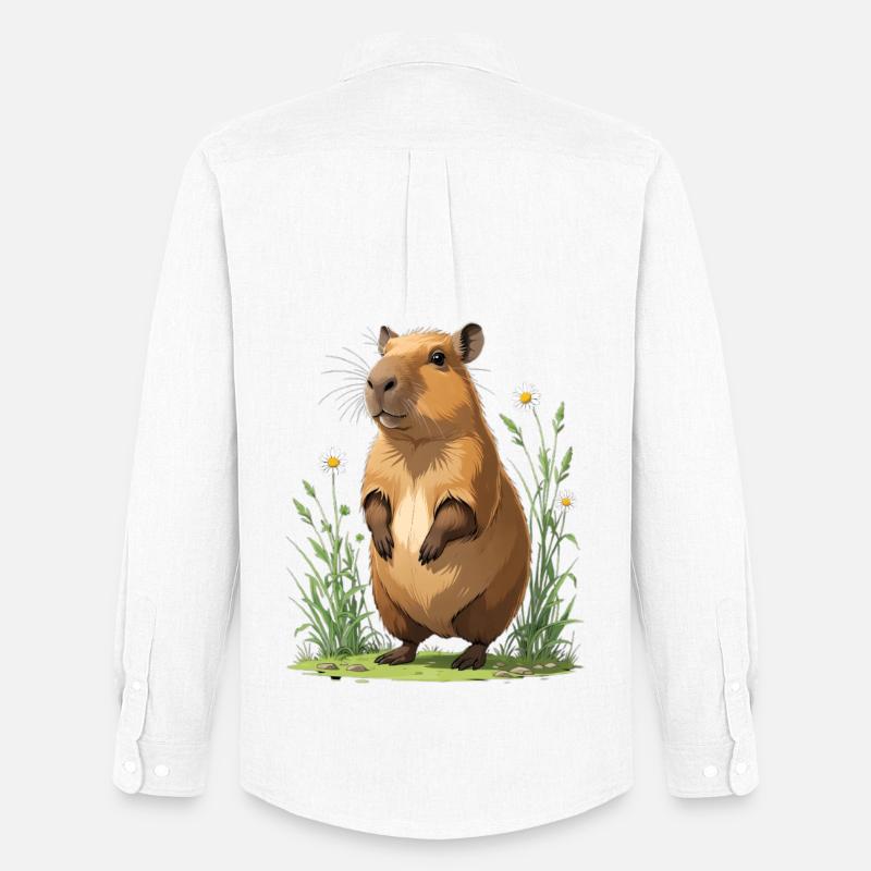 Capybara im Margeriten Blumenfeld - Männer Oxford Hemd von Stanley/Stella - Weiß