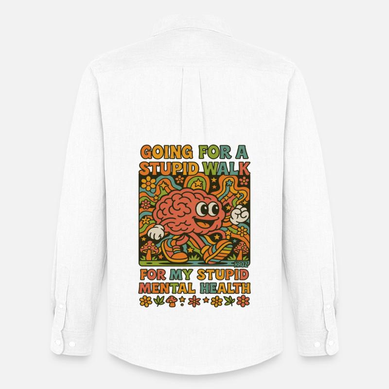 Stupid Walking Brain Retro Psychedelisch - Männer Oxford Hemd von Stanley/Stella - Weiß