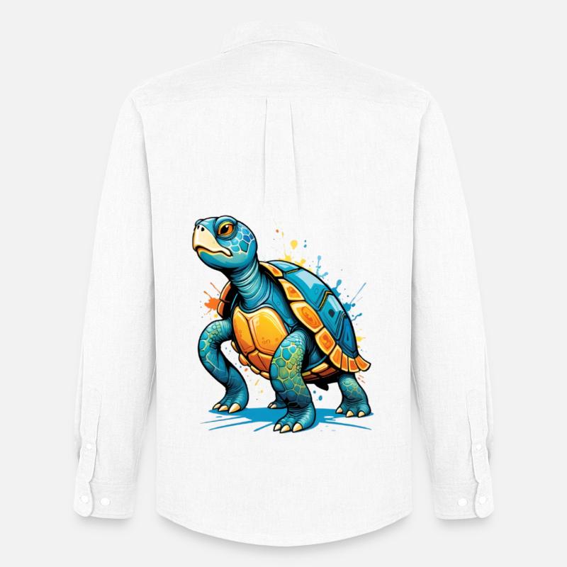 Farbige Schildkröte Illustration mit Spritzern - Männer Oxford Hemd von Stanley/Stella - Weiß
