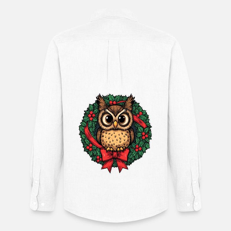 Eule im Weihnachtskranz - Männer Oxford Hemd von Stanley/Stella - Weiß