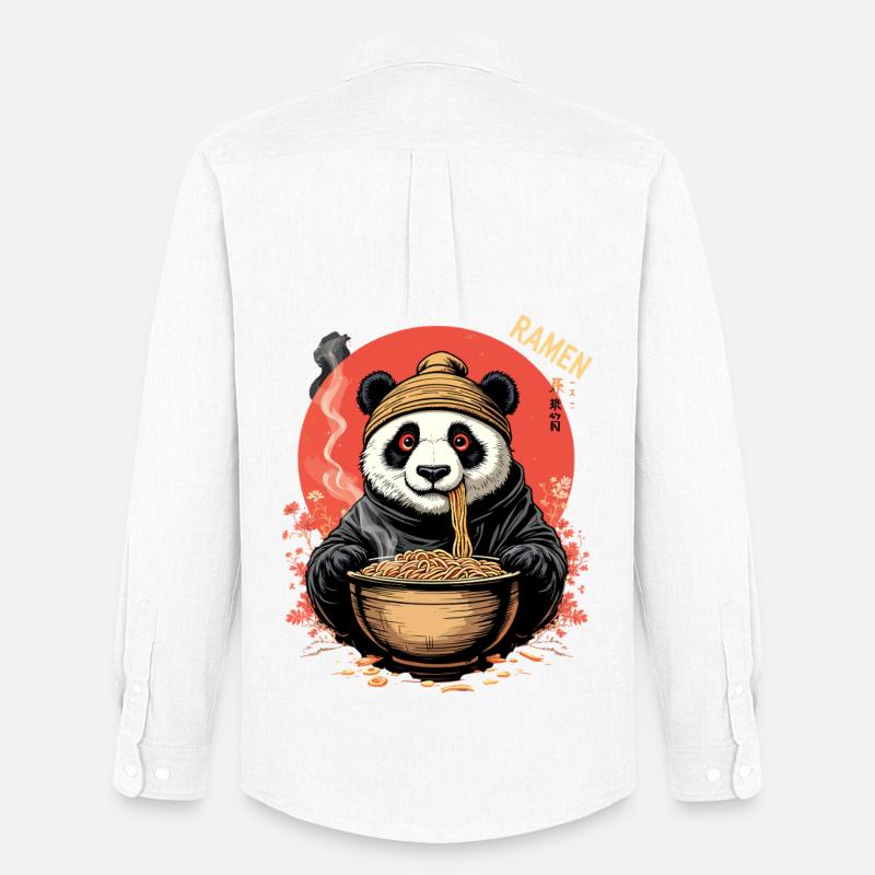 Panda Ramen Bowl Illustration - Männer Oxford Hemd von Stanley/Stella - Weiß