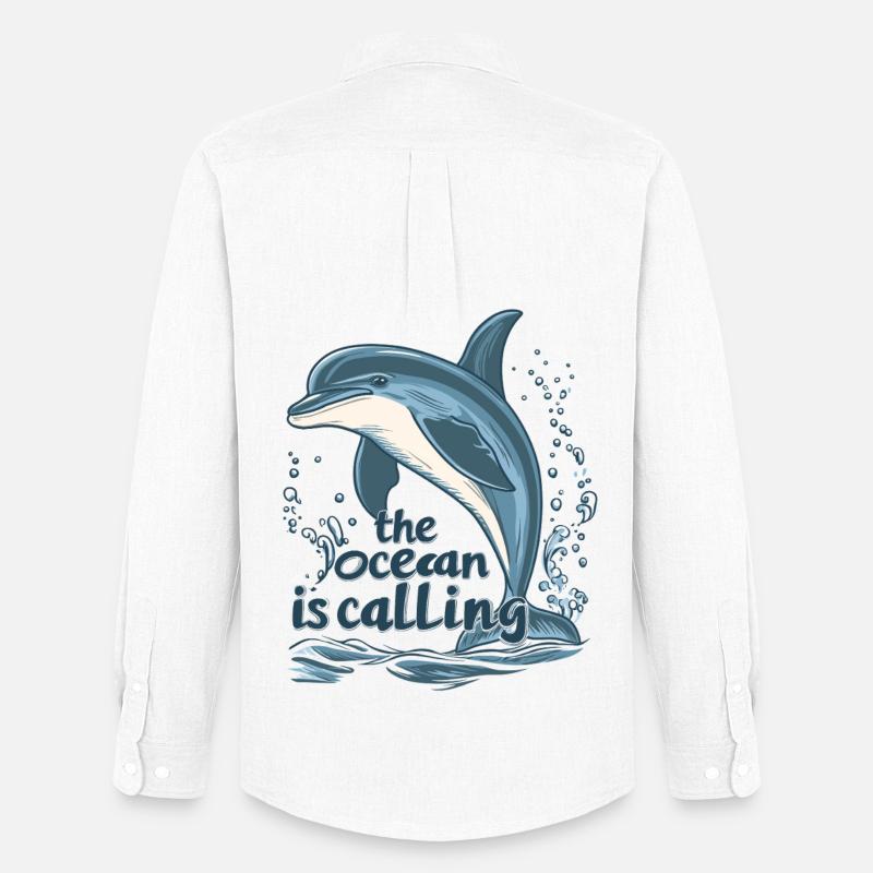 the ocean is calling - delfin - Männer Oxford Hemd von Stanley/Stella - Weiß