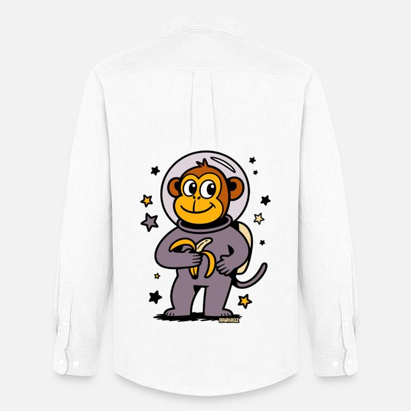 Raketen Affe Astronaut mit Banane - Männer Oxford Hemd von Stanley/Stella - Weiß