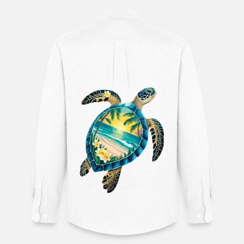 Turtle Waves Surf Turtle Surfer Turtles - Men's Oxford Shirt by Stanley/Stella - white