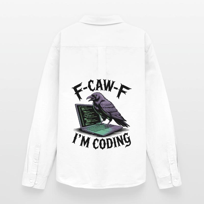 RabenCoder: Code Raven on the laptop Men's Oxford Shirt by Stanley/Stella