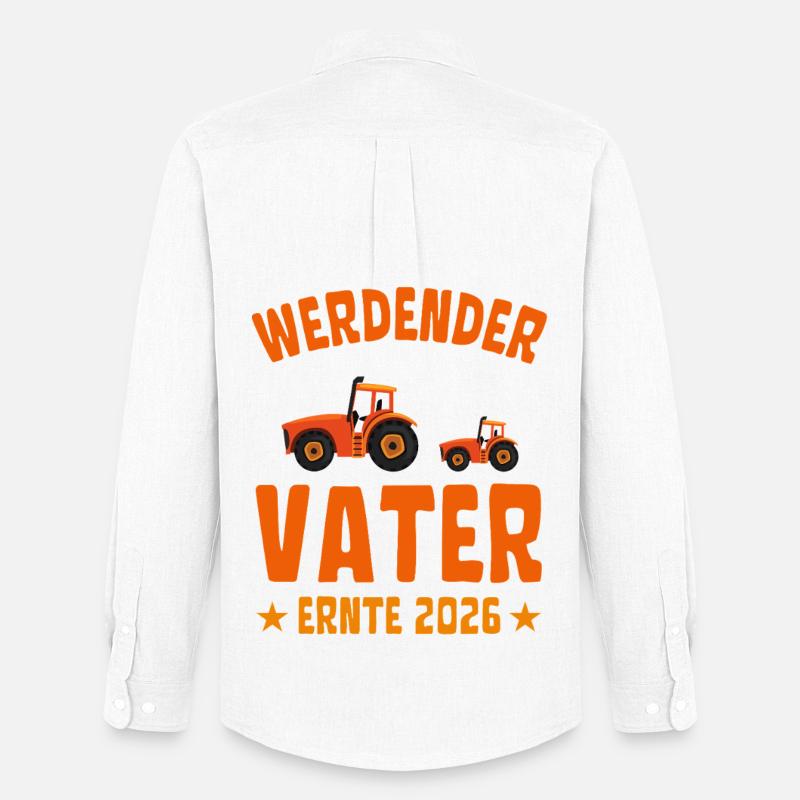 Werdender VATER Ernte 2026 Traktor - Männer Oxford Hemd von Stanley/Stella - Weiß