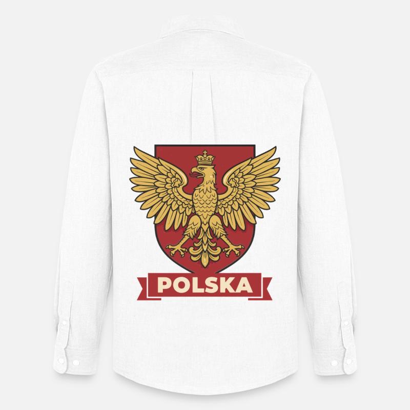 Stemma araldico dell'aquila reale della Polska sullo scudo rosso - Stanley/Stella Camicia Oxford uomo - bianco