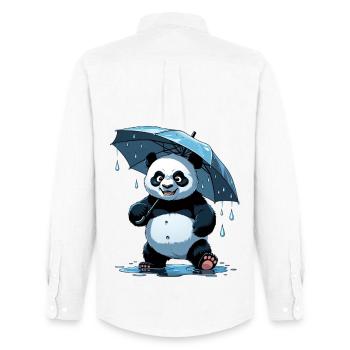 Panda Under Umbrella - Men's Oxford Shirt by Stanley/Stella - white - Back - AI Model Male 185 dark (185cm)