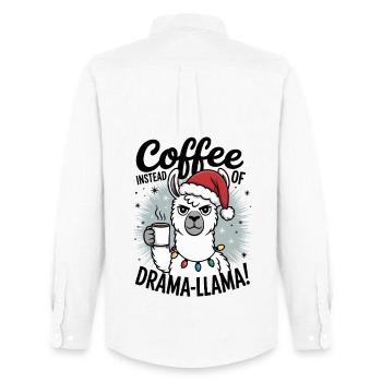 Coffee instead of drama | Office Humor | Colleague Gift - Men's Oxford Shirt by Stanley/Stella - white - Back - AI Model Male 185 dark (185cm)