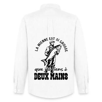 Cadeau original pêcheur drôle Humour pêche  - Chemise Oxford homme Stanley/Stella - blanc - Dos - AI Model Male 185 dark (185cm)