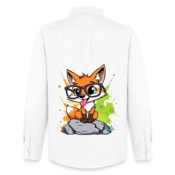 Spectacled fox on stone - Men's Oxford Shirt by Stanley/Stella - white - Back - AI Model Male 185 dark (185cm)