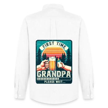 Grandpa-to-be future grandfather for the first time - Men's Oxford Shirt by Stanley/Stella - white - Back - AI Model Male 185 dark (185cm)
