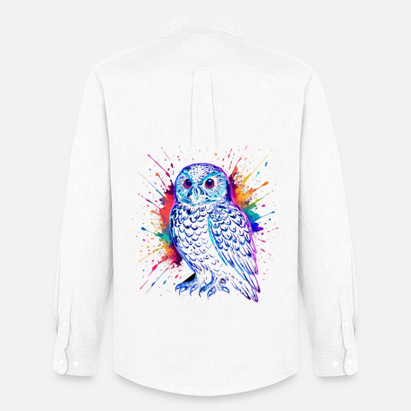 Neon Eule Farb-Splash Kunst Shirt - Männer Oxford Hemd von Stanley/Stella - Weiß