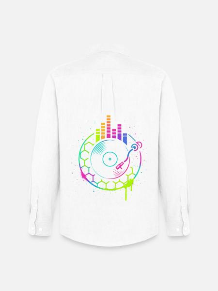 Music Vinyl Turntable DJ Equalizer Retro - Men's Oxford Shirt by Stanley/Stella - white