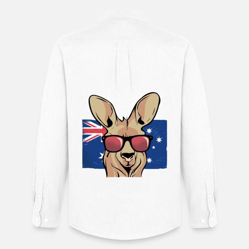 Känguru mit Sonnenbrillen Aussie Flagge - Männer Oxford Hemd von Stanley/Stella - Weiß