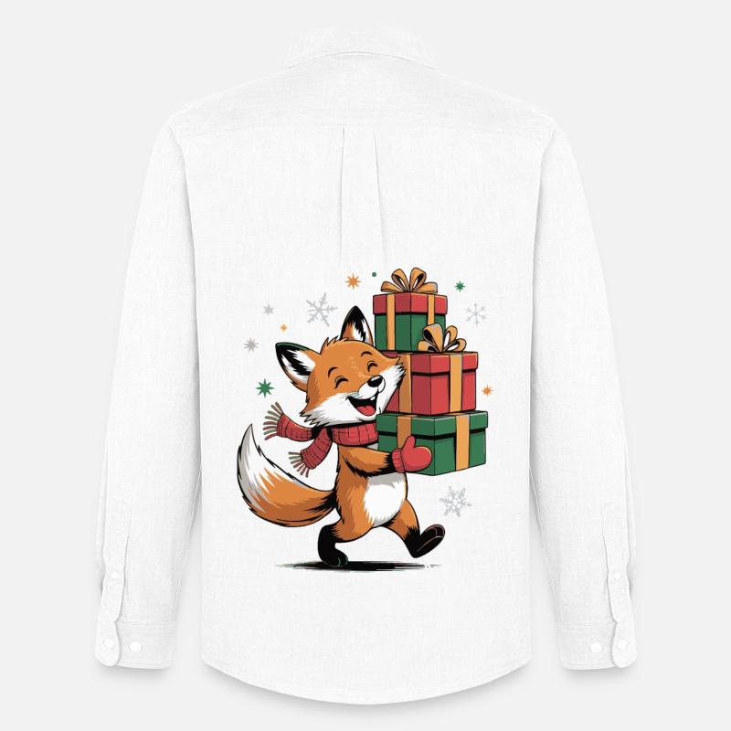 Fuchs mit Weihnachtsgeschenken - Männer Oxford Hemd von Stanley/Stella - Weiß