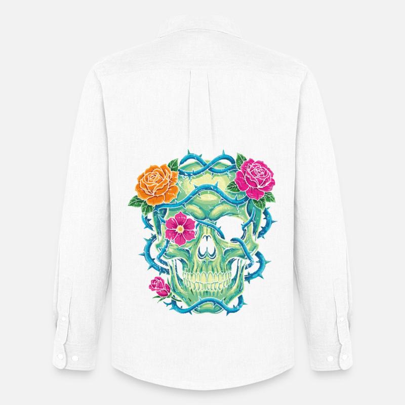 Floral Skull – Schädelkunst - Männer Oxford Hemd von Stanley/Stella - Weiß