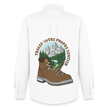 Botte de trek  montagnes t-shirt outdoor randonnée - Chemise Oxford homme Stanley/Stella - blanc - Dos - AI Model Male 185 dark (185cm)