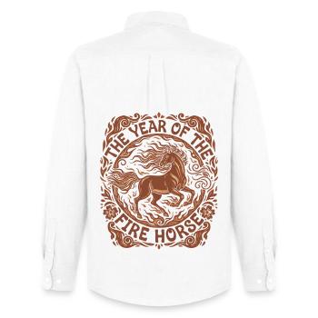 Year Of The Fire Horse Celebration-Design - Männer Oxford Hemd von Stanley/Stella - Weiß - Hinten - AI Model Male 185 dark (185cm)