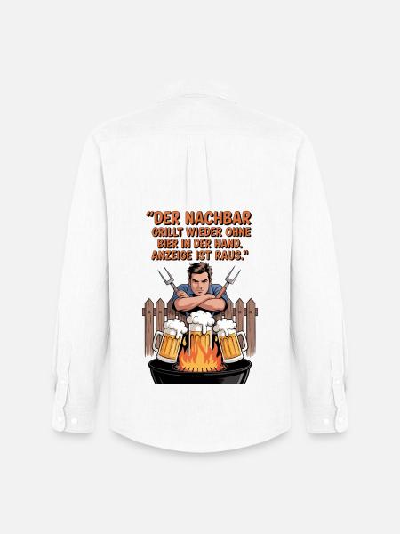 Grill Spruchmotiv Bier und Nachbarschaft - Männer Oxford Hemd von Stanley/Stella - Weiß