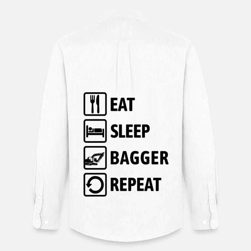 Eat Sleep Bagger Repeat - baggern & buddeln - Männer Oxford Hemd von Stanley/Stella - Weiß