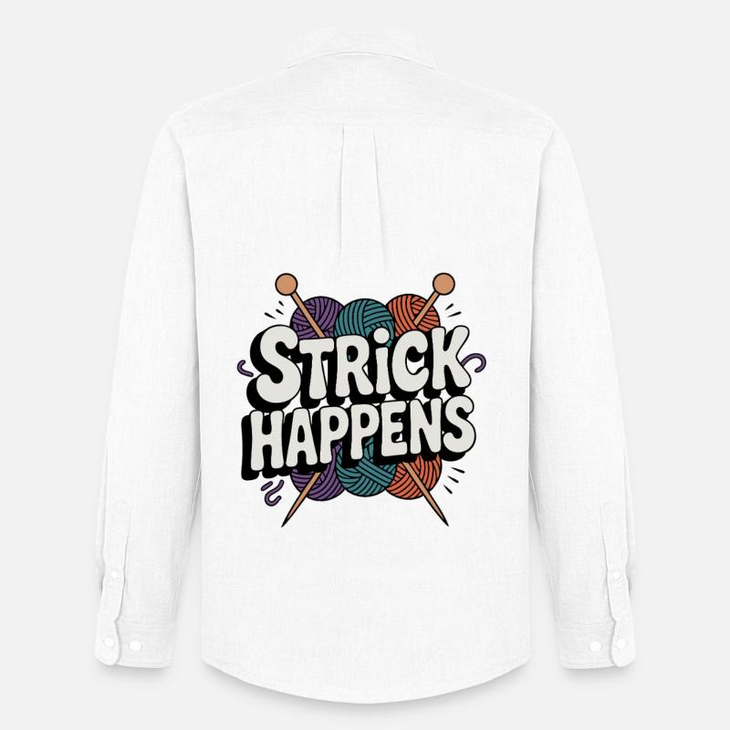 Strick Happens lustiges Strickmotiv bunt - Männer Oxford Hemd von Stanley/Stella - Weiß