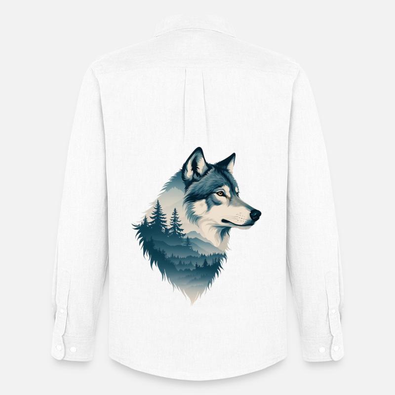 Blauer Wolf im Wald - Männer Oxford Hemd von Stanley/Stella - Weiß