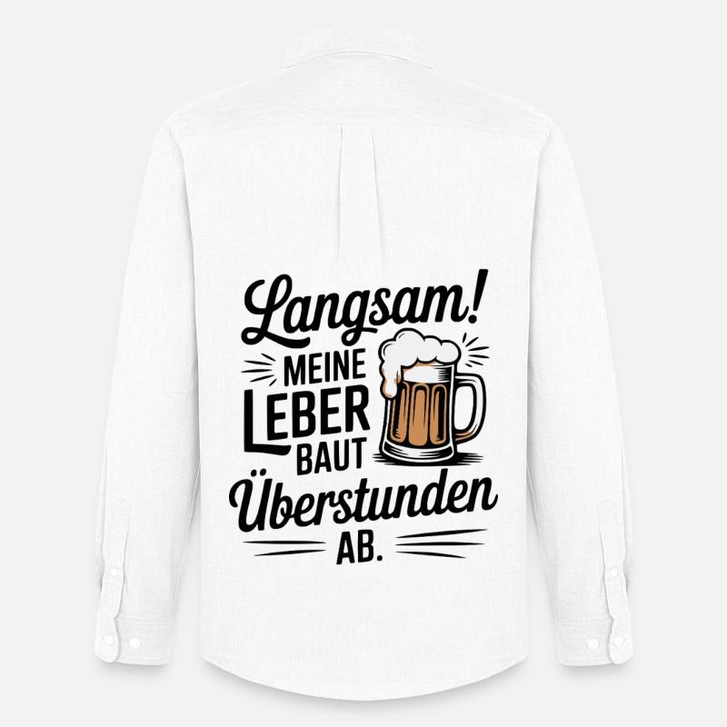 Bier Spruch Leber Überstunden Trinkspaß - Männer Oxford Hemd von Stanley/Stella - Weiß