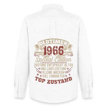 60 ans Âge et kilométrage - Chemise Oxford homme Stanley/Stella - blanc - Dos - AI Model Male 185 dark (185cm)