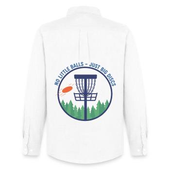 Pas de petites balles, juste de gros disques, drôle de disc golf - Chemise Oxford homme Stanley/Stella - blanc - Dos - AI Model Male 185 dark (185cm)