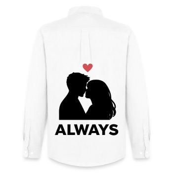 Amour minimal du cœur, petite amie de la Saint-Valentin Petit ami - Chemise Oxford homme Stanley/Stella - blanc - Dos - AI Model Male 185 dark (185cm)