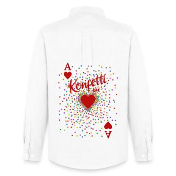 Costume de confettis Heart Ace | Déguisement de carnaval - Chemise Oxford homme Stanley/Stella - blanc - Dos - AI Model Male 185 dark (185cm)
