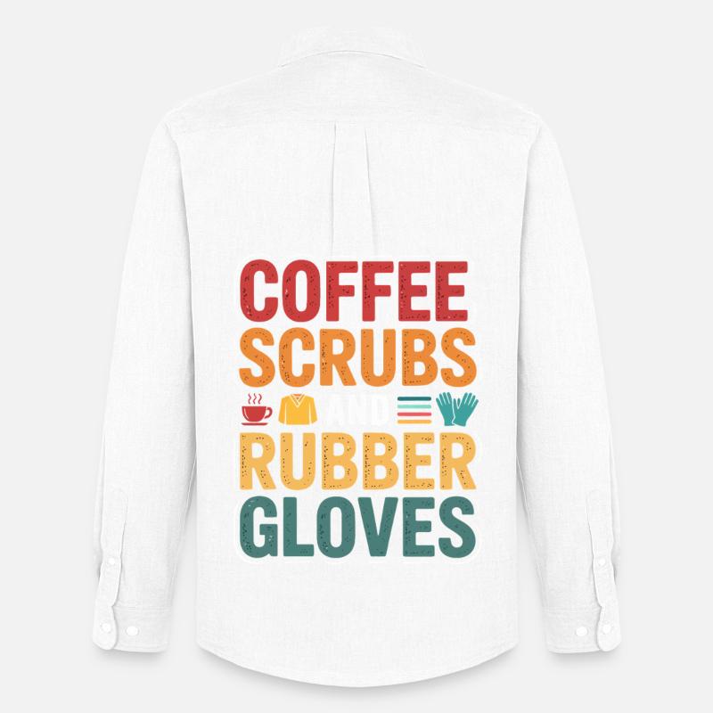 Kaffee Scrubs und Gummi Handschuhe - Männer Oxford Hemd von Stanley/Stella - Weiß