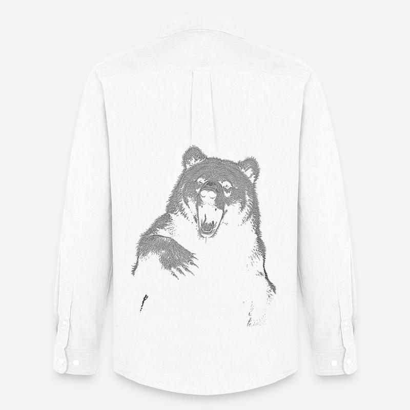 Orso grizzly escursionismo Campeggio orso bruno vintage - Stanley/Stella Camicia Oxford uomo - bianco