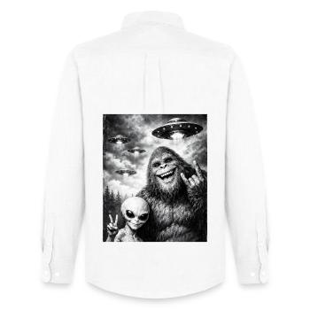 Bigfoot, Alien Rocker, Musique Rock, Main de Rock, OVNI - Chemise Oxford homme Stanley/Stella - blanc - Dos - AI Model Male 185 dark (185cm)
