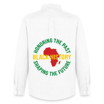 Black History Motif Africa Silhouette - Men's Oxford Shirt by Stanley/Stella - white - Back - AI Model Male 185 dark (185cm)