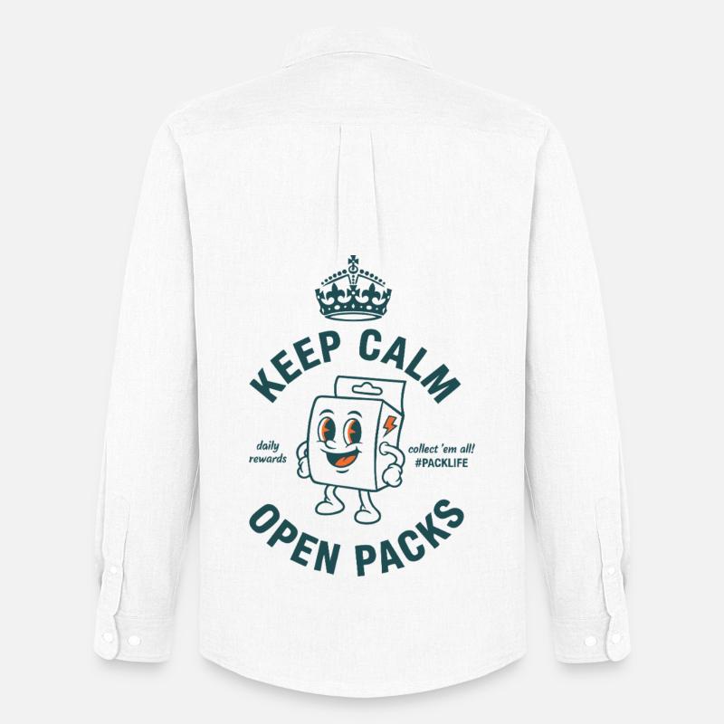 Keep Calm Open Packs Sammelkarten-Packlife - Männer Oxford Hemd von Stanley/Stella - Weiß