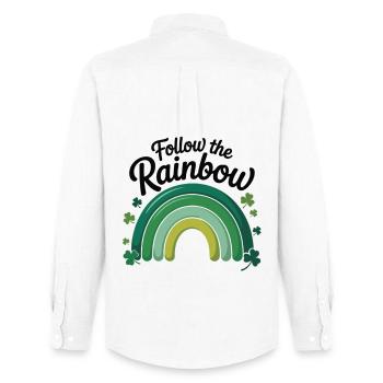 Follow The Rainbow St Patricks Day T-Shirt - Männer Oxford Hemd von Stanley/Stella - Weiß - Hinten - AI Model Male 185 dark (185cm)