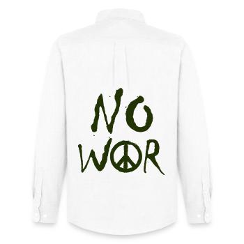 NO WAR – Statement for peace against war - Men's Oxford Shirt by Stanley/Stella - white - Back - AI Model Male 185 dark (185cm)