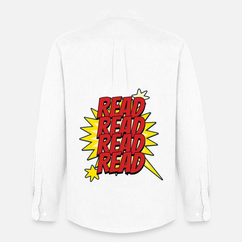 Read Design - Comic Superhelden Look - Männer Oxford Hemd von Stanley/Stella - Weiß